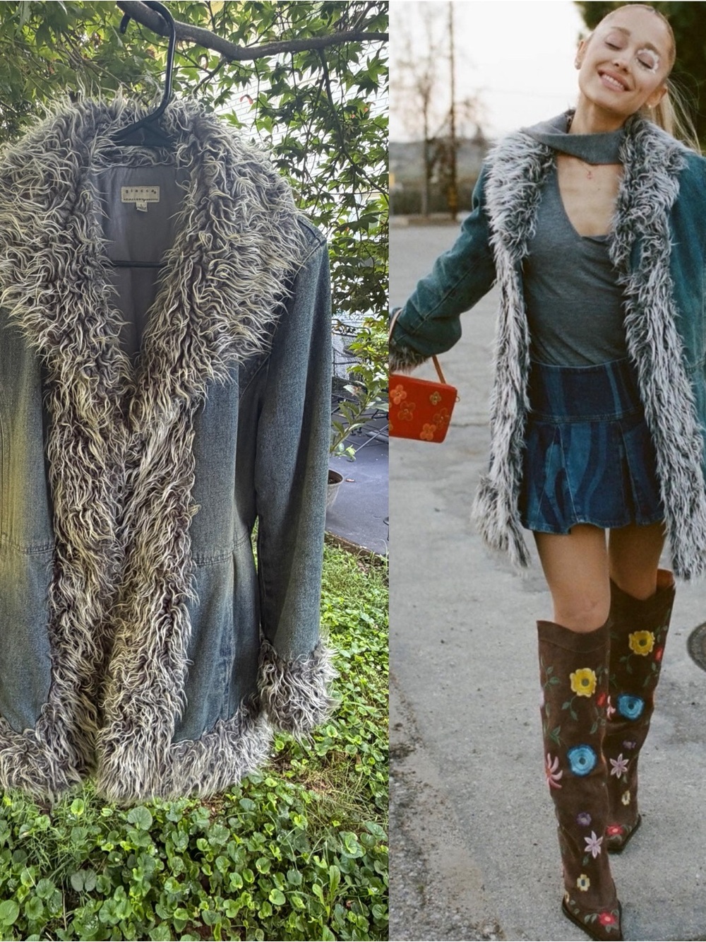 Eternal Sunshine Ariana Grande Giacca Fur Trimmed Denim Penny Lane Coat